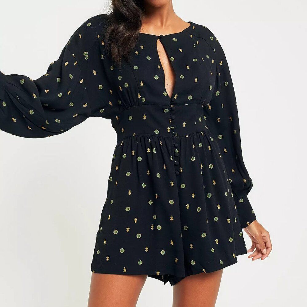 Free People Romper Playsuit Womens MEDIUM Love Grows Geometric